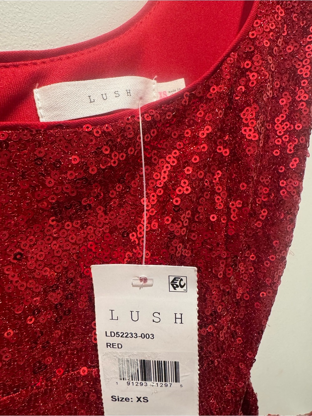 Lush Red Sequin Bow Waist Party Dress - Picture 3 of 6